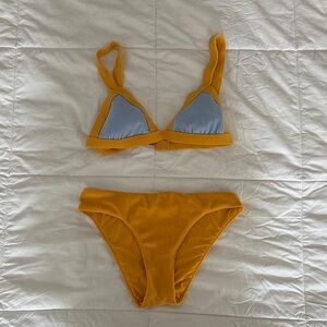 Gianni Bini Mustard and Periwinkle Bikini Set